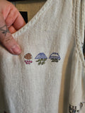 Vintage 90s White Linen Dress with Potted Plant Print
