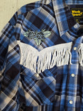 Unforgiven Upcycled Rose Royal Blue Plaid Western