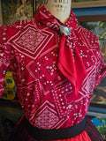 Vintage 50s Red & White Bandana Button Up Blouse