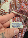 Vintage 70s Red and Pink Paisley Rayon Square Scarf
