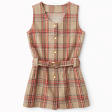 Vintage 60s Tan Red Pink and Purple Plaid Vest