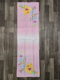 Vintage 90s Pink Humming Bird & Yellow Flower Scarf