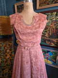 Vintage 50s Dusty Rose Lace Dress with Jacket