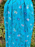 Vintage Blue linen dress with abstract flowers