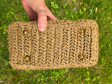 Vintage 60s Brown Straw Bag with Bamboo Handle