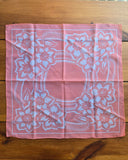 Vintage 60s Peach and White Floral Square Scarf