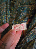 Vintage Volup Pastel Blue and Green Paisley Shirt Dress