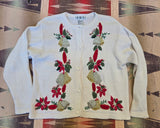 Vintage 90's White Christmas Bell Sweater Cardigan
