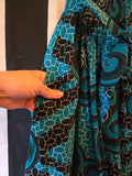 Handmade African Teal and Black Print Top & Pant Set