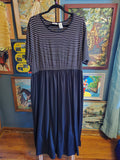 Vintage 90s Black and White Striped Tshirt Maxi Dress
