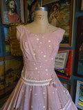 Vintage 50's Claudia Young Pink Polka Dot Dress