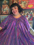 Vintage Purple Metallic Rainbow Stripe Bell Sleeve Top