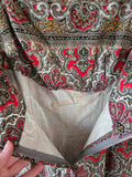 Vintage 60s Brown and Red Ornate Printed Dress