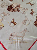 Vintage 60s White Horse breeds silk square scarf