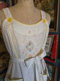 Vintage 70s Young Edwardian ivory yellow dress