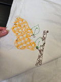 Vintage Embroidered Pear Linen Towel