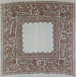 Vintage 60s white brown and red paisley silk scarf