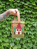 Vintage 60s Quad Cities Hand Painted Basket Purse