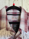 Unforgiven Upcycled Skull Burgundy Plaid Western