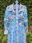 Vintage 70s Blue Floral Maxi with Belt