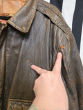 Vintage 90's Distressed Brown Leather Bomber Jacket