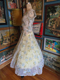 Vintage 60s Sheer white dress w/ blue flocked roses