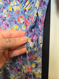 Vintage 40s blue yellow pink sheer floral rayon dress