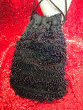 Vintage 20's Black and Iridescent Blue Beaded Bag
