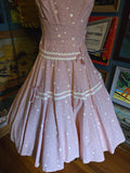 Vintage 50's Claudia Young Pink Polka Dot Dress
