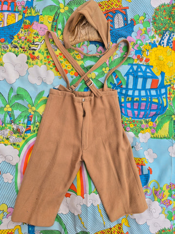 Vintage kids wool hat and pant set