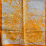 Vintage 70s Orange Floral Long Polyester Scarf