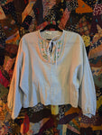 XL Vintage 70s Pastel Blue Peasant Top