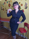 XL Vintage 1950's Black Crepe Suit Jacket