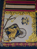 Vintage 80s navy red gold equestrian square scarf