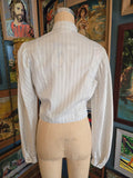 Vintage 70s gray striped Victorian inspired blouse