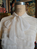 Vintage 60s Sheer white blouse with pussycat bow