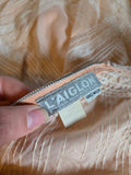 Vintage 50s Peach with White Lace Plaid Dress