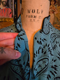 Vintage 40s blue and black paisley rayon dress