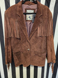 Vintage 90s Dark Brown Suede Fringe Jacket