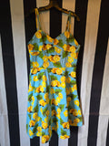 Gently Used Blue and Yellow Lemon Dress with Cape
