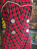 Vintage 50s Red and Black Plaid Swim Suit