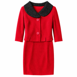 Vintage 60 Persian Wool Collar Red Jacket Skirt Set