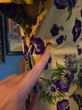 Vintage 40s yellow & purple floral rayon dress