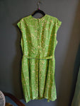 Vintage 60s green paisley dress