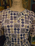 Vintage 60s Purple and White Rose & floral dress