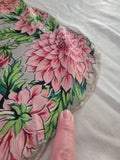 Vintage 50s white and pink dahlia square silk scarf