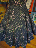 Vintage 50s Betty Carol black and pink floral dress