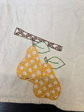 Vintage Embroidered Pear Linen Towel