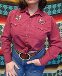 Vintage Burgundy Weapons Embroidery Western