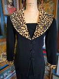 Vintage 90s black and leopard print suit set